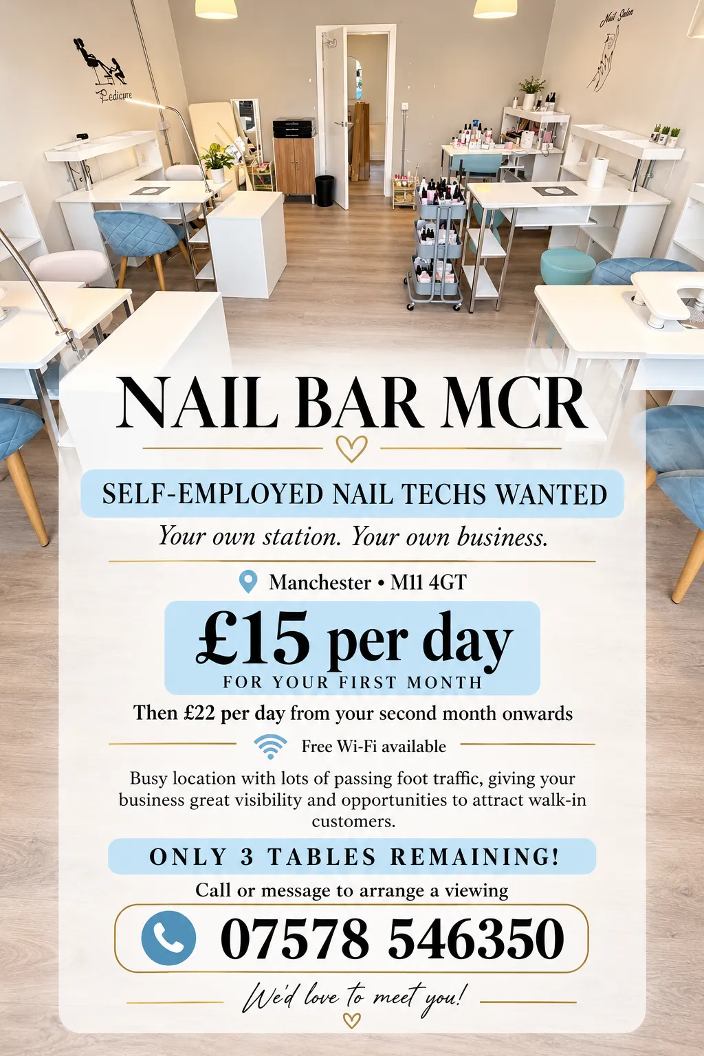 Nail station to rent in Manchester – Nail Bar MCR